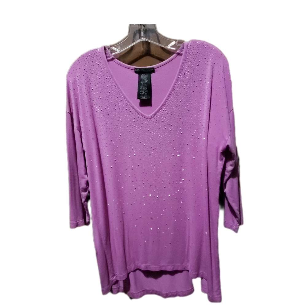 DESIGN HISTORY Rose Pink Sparkly Bling Top Large